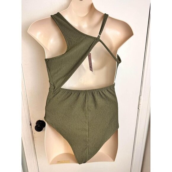 Bodysuit Olive Green Asymmetrical with adjustable straps size XL #0738 - Picture 4 of 9